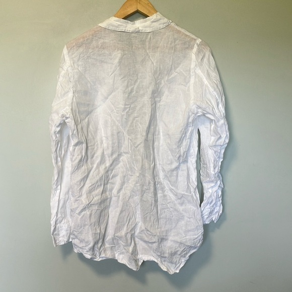Eileen Fisher 100% Irish Linen White Button-Up Shirt - Picture 4 of 4